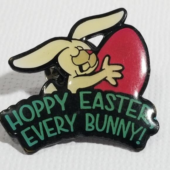 Hoppy Easter every bunny enamel pin  1" - Picture 1 of 5
